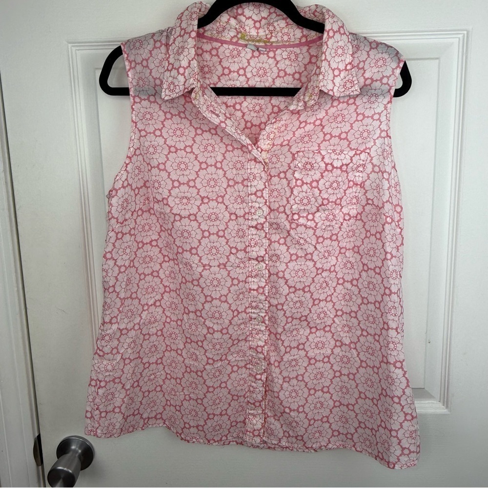 Anthropologie Pink Boden Floral Tank Top 14R
